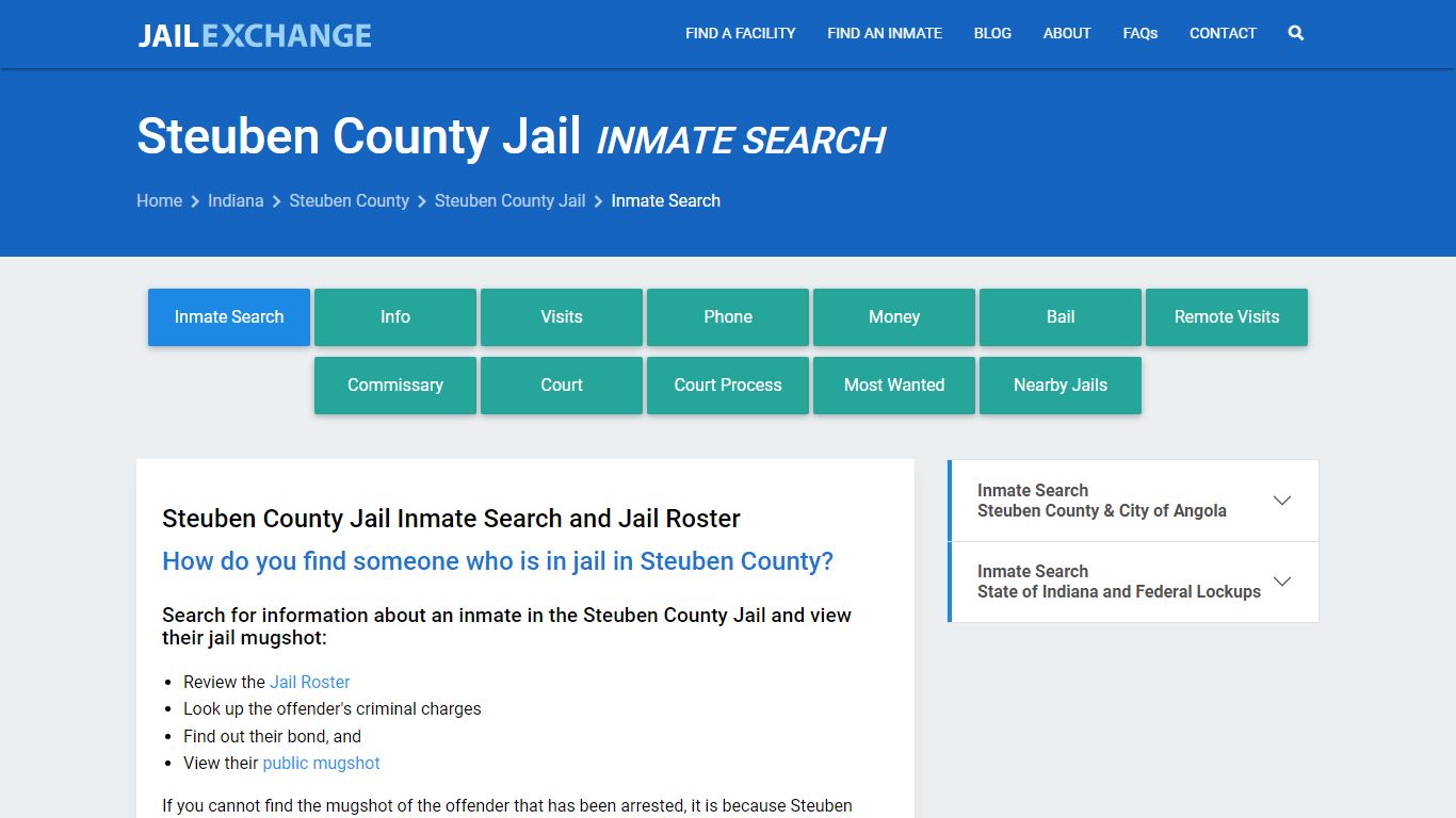 Inmate Search: Roster & Mugshots - Steuben County Jail, IN - Jail Exchange